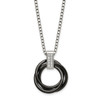 Lex & Lu Chisel Stainless Steel Multi Circle Black Ceramic CZ Necklace 22'' - Lex & Lu