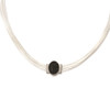 Lex & Lu Chisel Stainless Steel Polished Blk Crystal Cotton Cord Necklace 18'' - 2 - Lex & Lu
