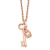 Lex & Lu Chisel Stainless Steel Polished Rose IP Key and Crown Necklace 15.5'' - Lex & Lu