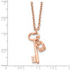 Lex & Lu Chisel Stainless Steel Polished Rose IP Key and Crown Necklace 15.5'' - 5 - Lex & Lu