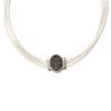 Lex & Lu Chisel Stainless Steel Polished Grey Crystal Cotton Cord Necklace 18'' - 2 - Lex & Lu