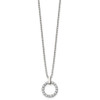 Lex & Lu Chisel Stainless Steel Polished Circle CZ Necklace 18'' - 3 - Lex & Lu