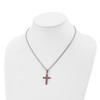 Lex & Lu Chisel Stainless Steel Polished Red Square CZ Cross Necklace 18'' - 4 - Lex & Lu