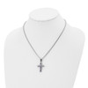 Lex & Lu Chisel Stainless Steel Polished Purple Square CZ Cross Necklace 18'' - 4 - Lex & Lu