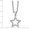Lex & Lu Chisel Stainless Steel Polished Round CZ Star Necklace 18'' - 5 - Lex & Lu