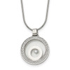 Lex & Lu Chisel Stainless Steel w/CZ Floating Glass Circles Necklace 18'' - Lex & Lu