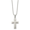 Lex & Lu Chisel Stainless Steel Cross Pendant Necklace 24'' LAL40484 - 3 - Lex & Lu