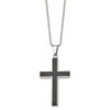 Lex & Lu Chisel Stainless Steel Carbon Fiber Cross Pendant 22'' Necklace - 3 - Lex & Lu