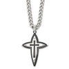 Lex & Lu Chisel Stainless Steel Brushed Black Plated Cross 22'' Necklace - 3 - Lex & Lu