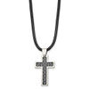 Lex & Lu Chisel Stainless Steel Black Carbon Fiber Cross Pendant 18'' Necklace - 3 - Lex & Lu