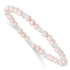 Lex & Lu 4mm Pink Shell Pearl & Crystals Stretch Bracelet - Lex & Lu