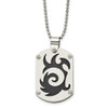 Lex & Lu Chisel Stainless Steel Black Plated Swirl Dog Tag Necklace 24'' - Lex & Lu