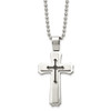 Lex & Lu Chisel Stainless Steel Black Plated Cross Necklace 24'' - Lex & Lu