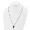 Lex & Lu Chisel Stainless Steel Blk Stingray Leather Cross Pendant Necklace 24'' - 4 - Lex & Lu