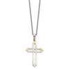 Lex & Lu Chisel Stainless Steel Polished & Yellow Plated Cross Necklace 22'' - 3 - Lex & Lu