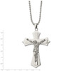 Lex & Lu Chisel Stainless Steel Polished Crucifix Pendant 22'' Necklace - 3 - Lex & Lu