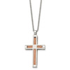 Lex & Lu Chisel Stainless Steel Polished & Pink Plated Cross Necklace 22'' - 3 - Lex & Lu