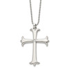 Lex & Lu Chisel Stainless Steel Polished Cross w/CZ Pendant 22'' Necklace - Lex & Lu