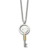 Lex & Lu Chisel Stainless Steel Gold Plated & CZ Key 22'' Necklace - Lex & Lu