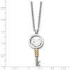 Lex & Lu Chisel Stainless Steel Gold Plated & CZ Key 22'' Necklace - 5 - Lex & Lu