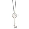 Lex & Lu Chisel Stainless Steel Heart w/CZ Key Pendant Necklace 20'' - 3 - Lex & Lu