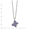 Lex & Lu Chisel Stainless Steel Purple Crystal Butterfly Pendant Necklace 22'' - 3 - Lex & Lu