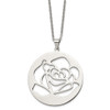 Lex & Lu Chisel Stainless Steel Rose Cutout Pendant Necklace 22'' - Lex & Lu