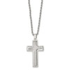 Lex & Lu Chisel Stainless Steel Polished & Laser-cut Cross Pendant Necklace 22'' - 6 - Lex & Lu