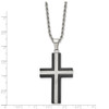 Lex & Lu Chisel Stainless Steel IP Blk-plated Laser-cut Cross Necklace LAL40682 - 3 - Lex & Lu