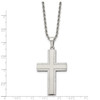 Lex & Lu Chisel Stainless Steel Laser-cut Edges Cross Pendant Necklace 24'' - 3 - Lex & Lu