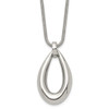 Lex & Lu Chisel Stainless Steel Polished Teardrop Dangle Pendant Necklace 24'' - Lex & Lu