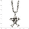 Lex & Lu Chisel Stainless Steel Antiqued Skull & Crossbones Pendant Necklace 24'' - 5 - Lex & Lu