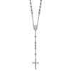 Lex & Lu Chisel Stainless Steel 6mm Bead Rosary Necklace 29.5'' - Lex & Lu