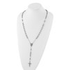 Lex & Lu Chisel Stainless Steel 6mm Bead Rosary Necklace 29.5'' - 4 - Lex & Lu