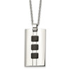 Lex & Lu Chisel Stainless Steel IP Black-plated Accents Necklace 24'' - Lex & Lu