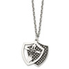 Lex & Lu Chisel Stainless Steel IP Blk Plated Moveable Shield Pendant Necklace - 3 - Lex & Lu