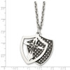 Lex & Lu Chisel Stainless Steel IP Blk Plated Moveable Shield Pendant Necklace - 5 - Lex & Lu