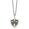 Lex & Lu Chisel Stainless Steel IP Blk Plated Moveable Shield Pendant Necklace - 6 - Lex & Lu