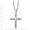 Lex & Lu Chisel Stainless Steel Polished & Wire Cross Pendant Necklace 22'' - 3 - Lex & Lu