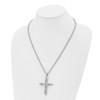 Lex & Lu Chisel Stainless Steel Polished & Wire Cross Pendant Necklace 22'' - 4 - Lex & Lu