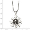 Lex & Lu Chisel Stainless Steel Antiqued Saw Blade w/Skull Pendant Necklace 24'' - 5 - Lex & Lu