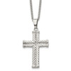 Lex & Lu Chisel Stainless Steel Fancy Textured Cross Pendant Necklace 22'' - Lex & Lu