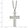 Lex & Lu Chisel Stainless Steel Fancy Textured Cross Pendant Necklace 22'' - 5 - Lex & Lu