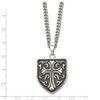 Lex & Lu Chisel Stainless Steel Antiqued Cross Shield Pendant Necklace 24'' - 3 - Lex & Lu