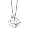 Lex & Lu Chisel Stainless Steel Mom w/CZ and My Friend Pendant Necklace 24'' - Lex & Lu