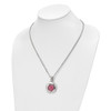 Lex & Lu Chisel Stainless Steel Flower w/Pink Cat's Eye Pendant Necklace 18'' - 4 - Lex & Lu