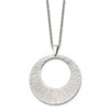 Lex & Lu Chisel Stainless Steel Textured Pendant Necklace 24'' - 3 - Lex & Lu