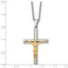 Lex & Lu Chisel Stainless Steel Yellow Plated Crucifix Pendant Necklace 20'' - 5 - Lex & Lu