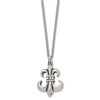 Lex & Lu Chisel Stainless Steel Antiqued & Polished Fleur de lis Necklace 18'' - 3 - Lex & Lu