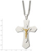 Lex & Lu Chisel Stainless Steel & Yellow Plated Crucifix Necklace 24'' LAL40839 - 3 - Lex & Lu